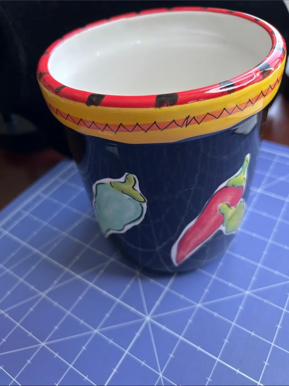 Houseware by Mary Jane Mitchell utensil-ware-crock multiple painted peppers